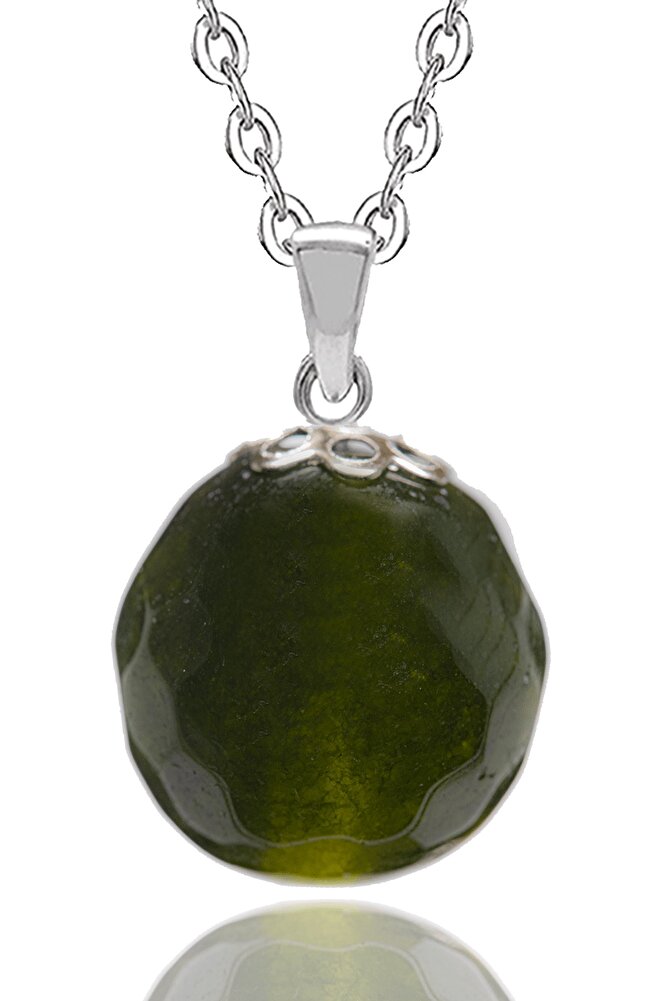 Sertifikalı Fasetli Yeşil Kuvars Doğal Taş Kolye