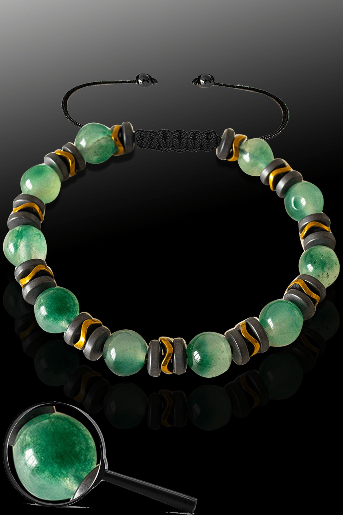 Sertifikalı Mat Gold Hematit - Florit Taşı Bileklik - Ayarlamalı