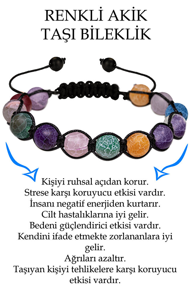 Sertifikalı Damarlı Renkli Ham Işlenmemiş Akik Taşı Bileklik