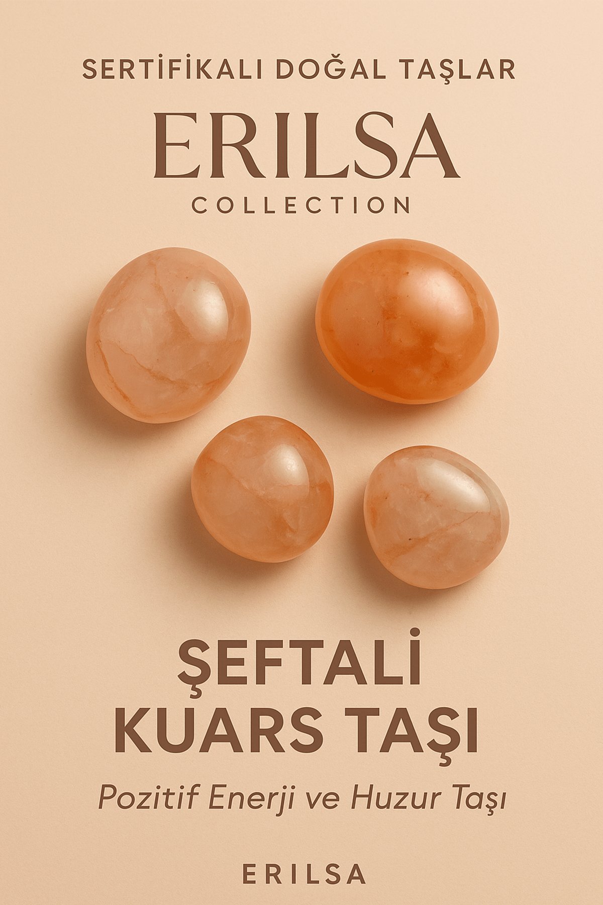 Sertifikalı Şeftali Kuvars Taşı Kütle 25–30 mm Pozitif Enerji ve Huzur Taşı