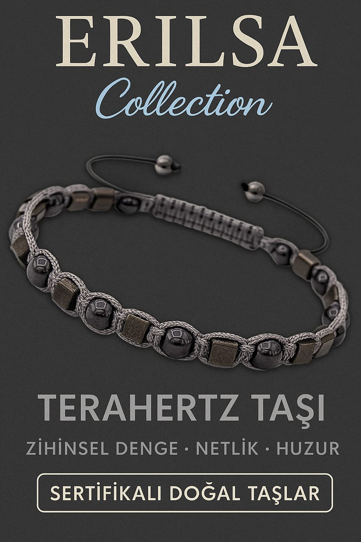 Sertifikalı Terahertz Doğal Taş Bileklik – Zihinsel Netlik ve Enerji Dengeleyici Şıklık