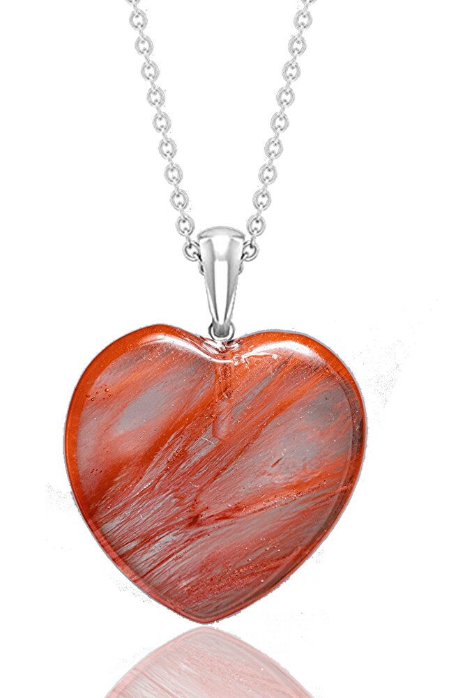 Sertifikalı Kalp Kesim Gül Kuvars Taşı Kolye