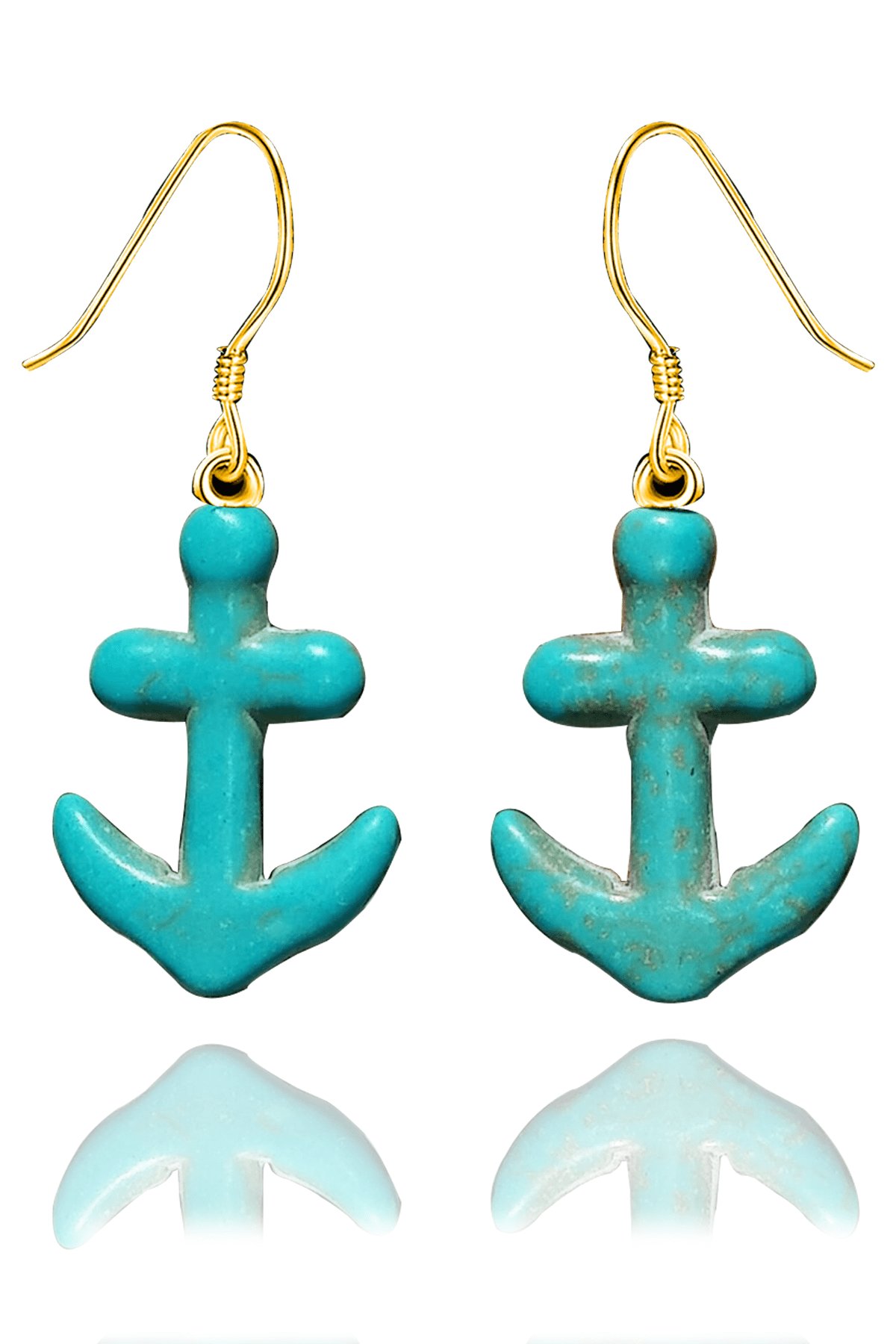 Sertifikalı Gold Çapa Model Gerçek Firuze Taşı Küpe (Turkuaz Taşı)