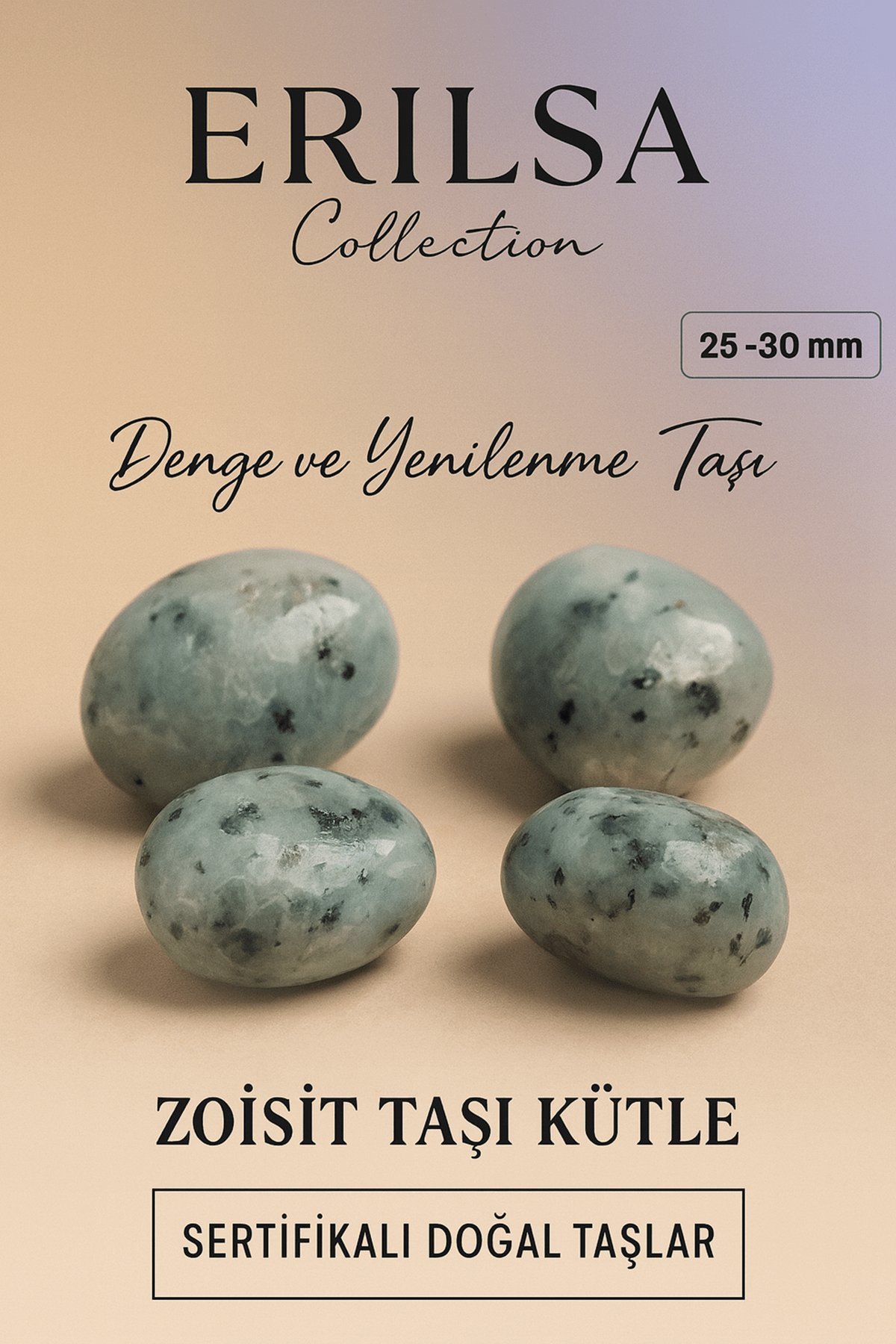Sertifikalı Yeşil Zoisit (Green Zoisite) Taşı Kütle 25–30 mm – Denge ve Yenilenme Taşı