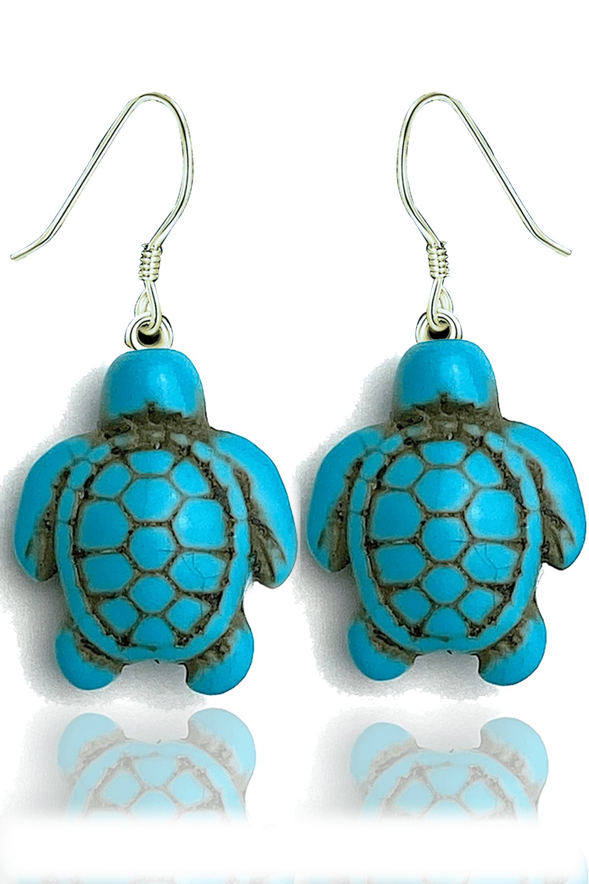 Sertifikalı Kaplumbağa Model Firuze Taşı Küpe (Turkuaz Taşı)