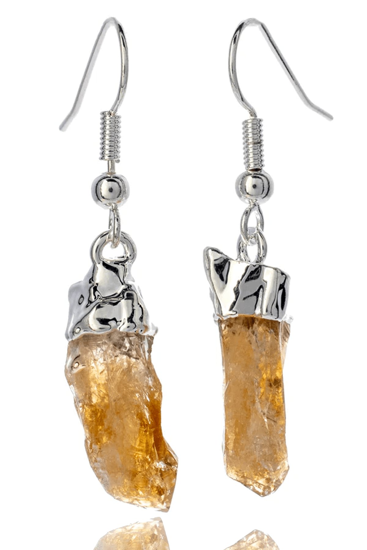 Sertifikalı Ham İşlenmemiş Sitrin Taşı Küpe