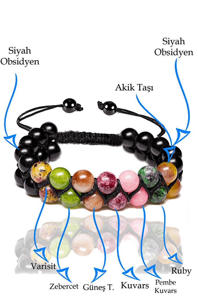 Sertifikalı Aslan Burcu Doğal Taş Bileklik - Makrome