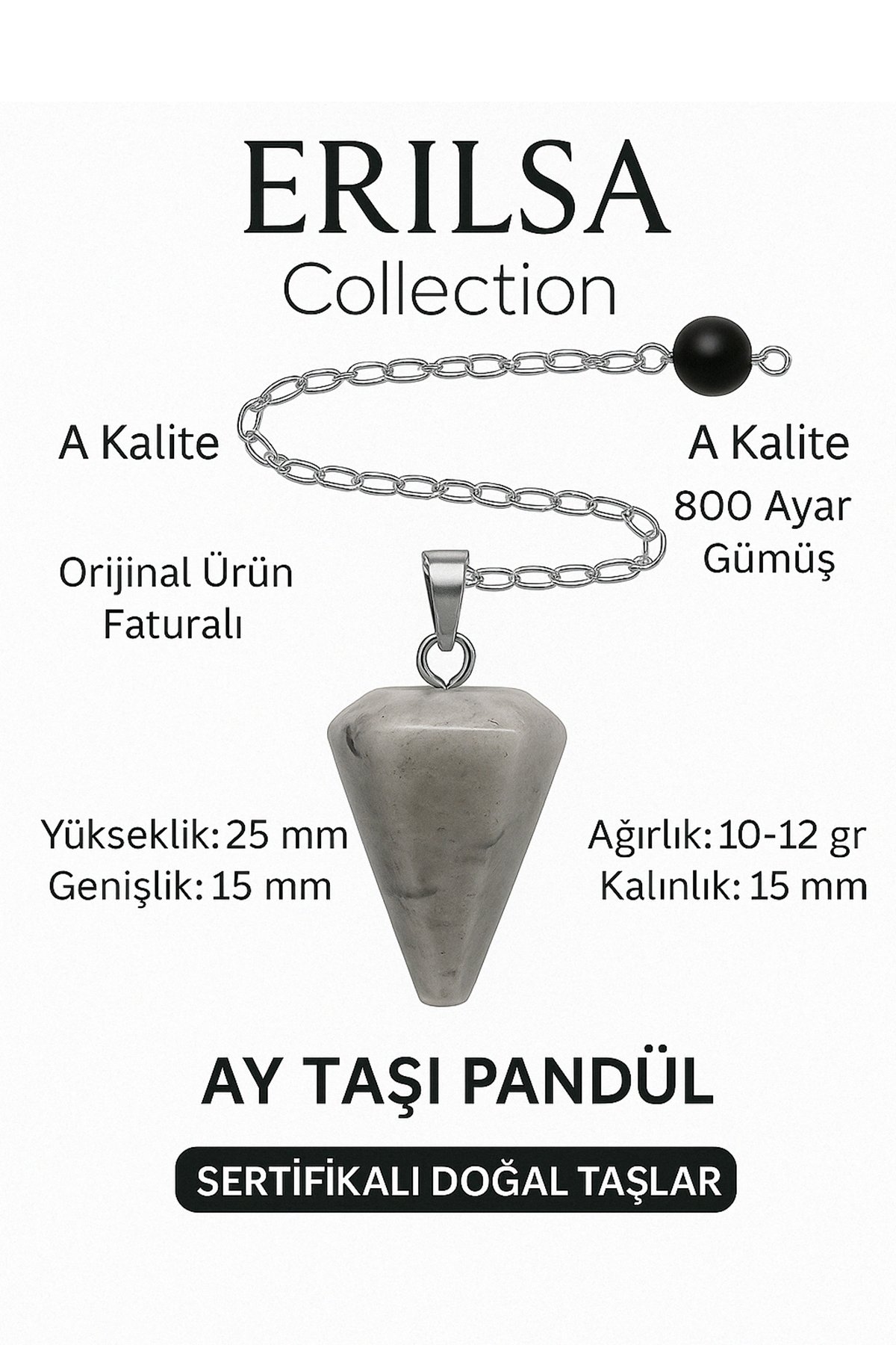 Sertifikalı Ay Taşı Pandül ve Kolye – Duygusal Denge, Sezgi ve Dişil Enerji Taşı