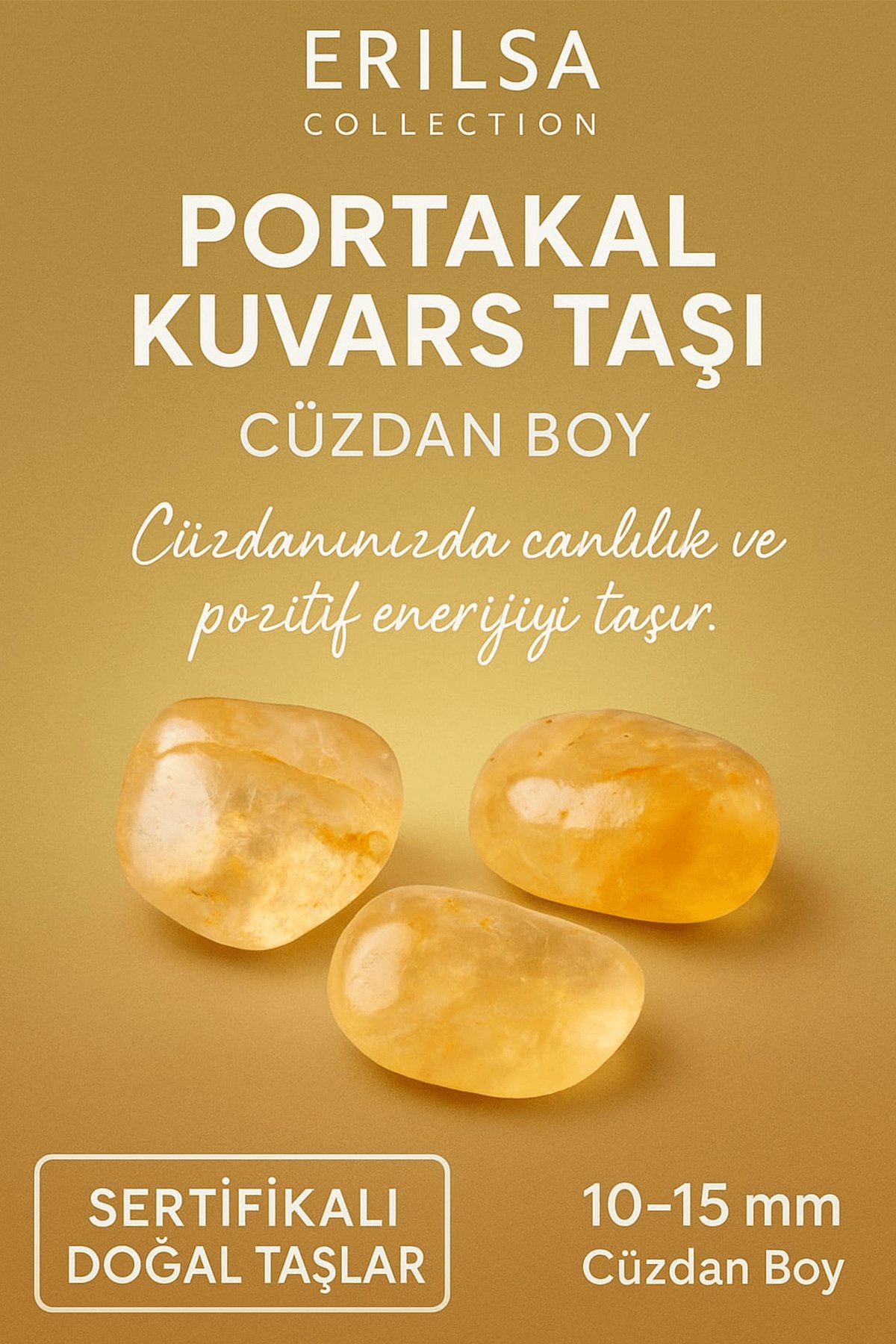 Sertifikalı Portakal Kuvars Taşı Kütle 10-15 mm – Canlılık Enerji ve Bolluk Taşı