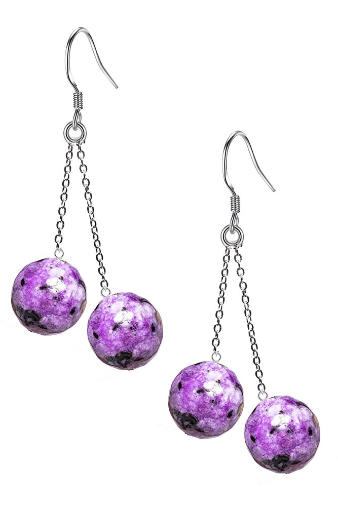 Sertifikalı Doğal Çeorit Taşı Gümüş Küpe