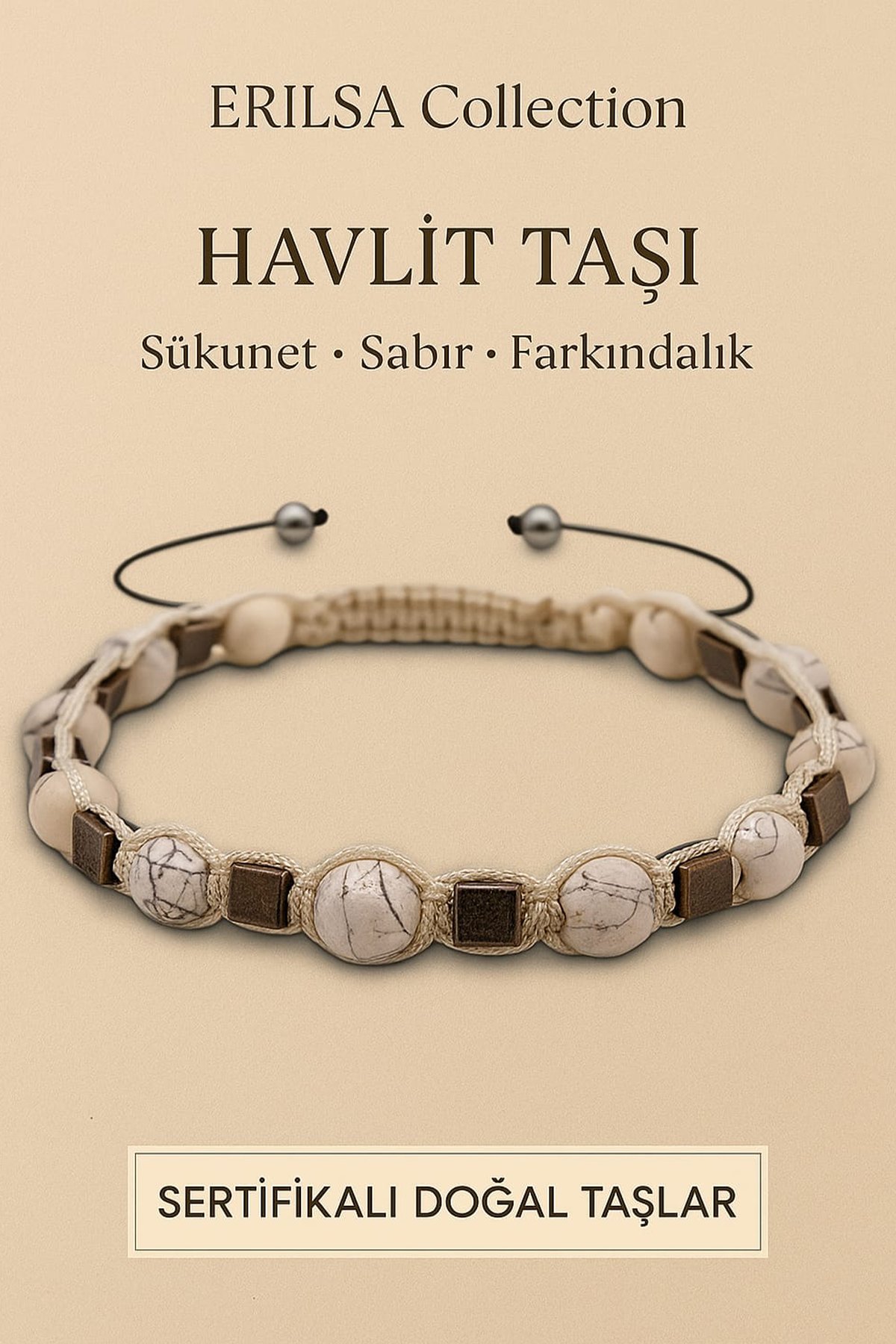 Sertifikalı Havlit ve Terahertz Taşı Bileklik – Zihinsel Sakinlik ve Enerji Dengeleyici