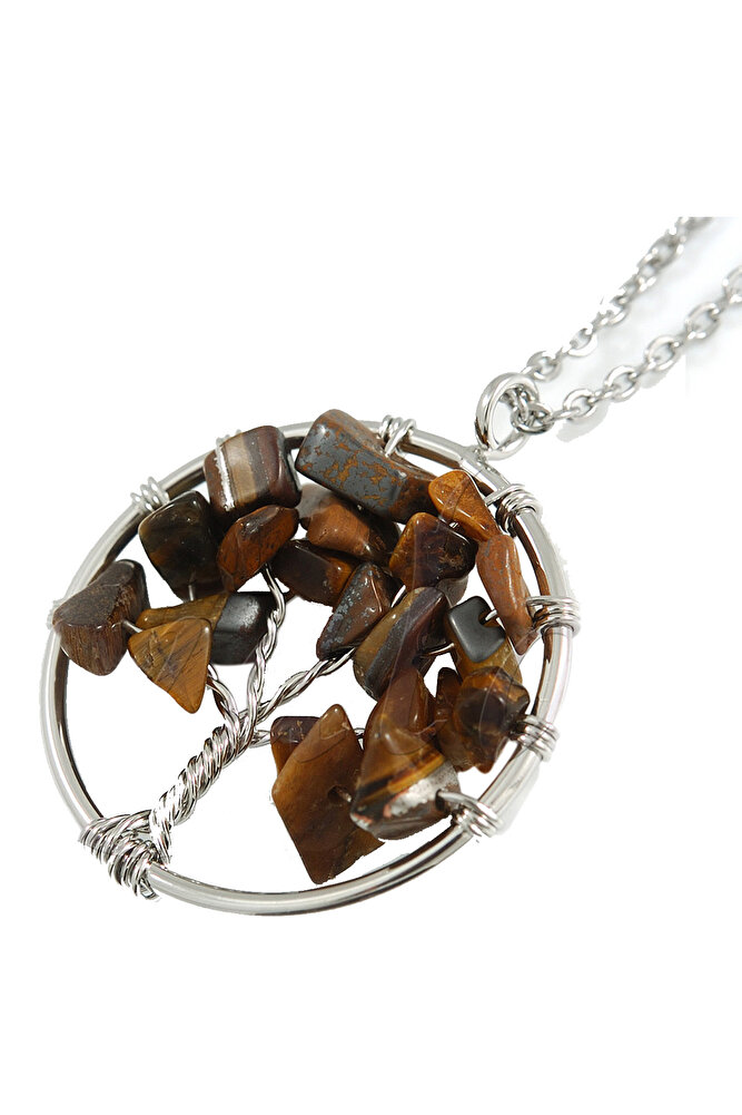 Sertifikalı Kaplan Gözü Taşı Hayat Ağacı Taşı Kolye