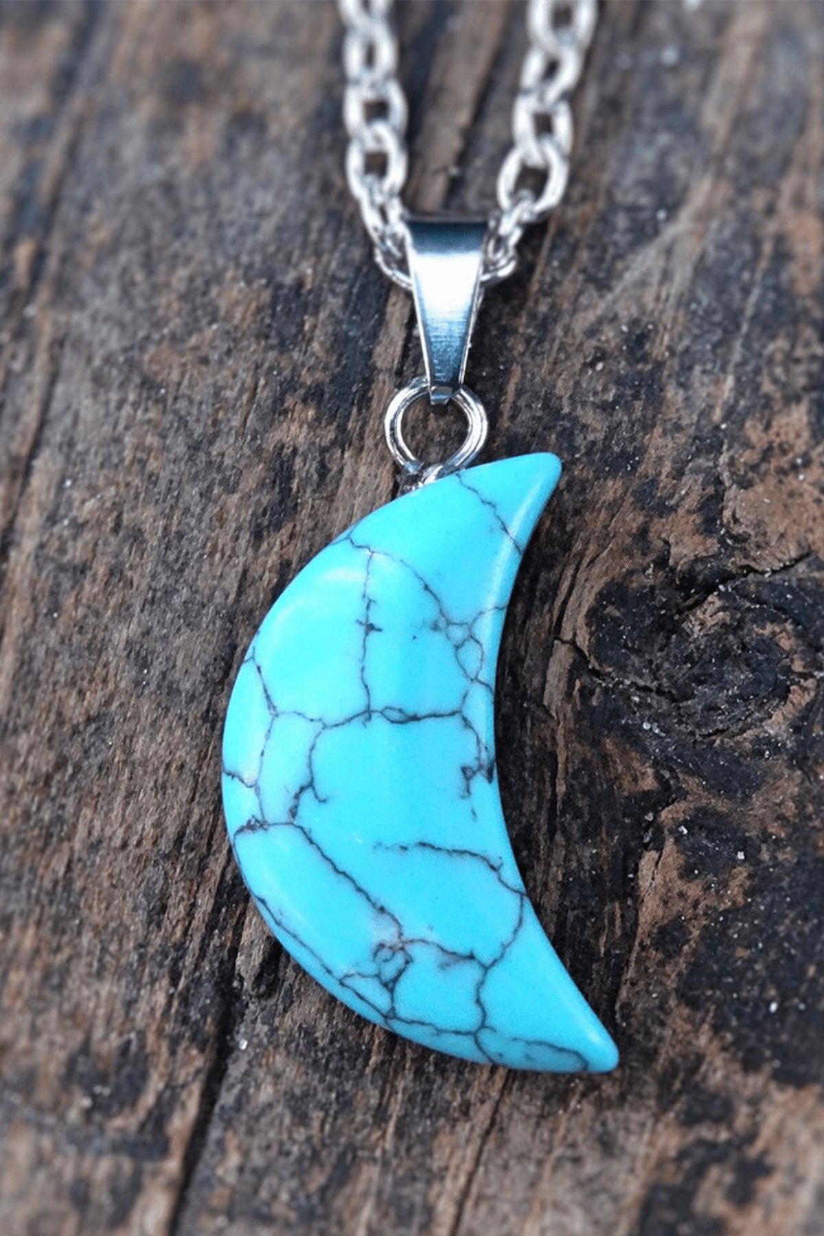 Sertifikalı Ay Model Gerçek Firuze (Turkuaz) Taşı Kolye