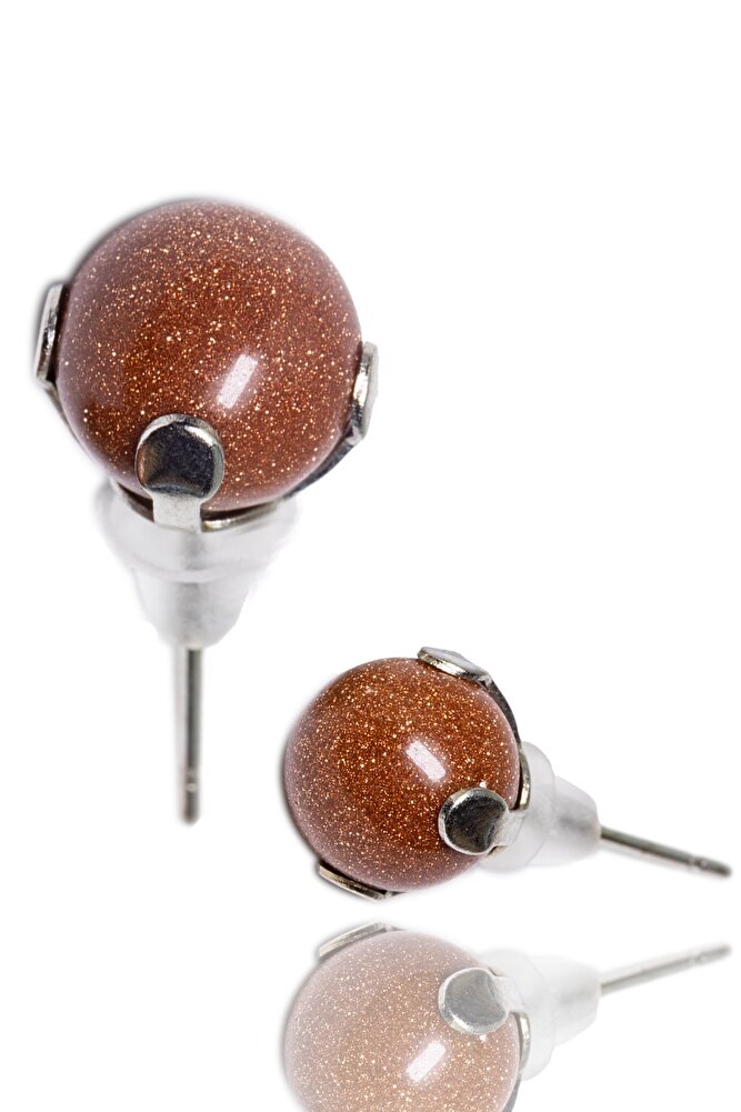 Sertifikalı Doğal Kahverengi Yıldız Taşı Nokta Doğal Taş Küpe