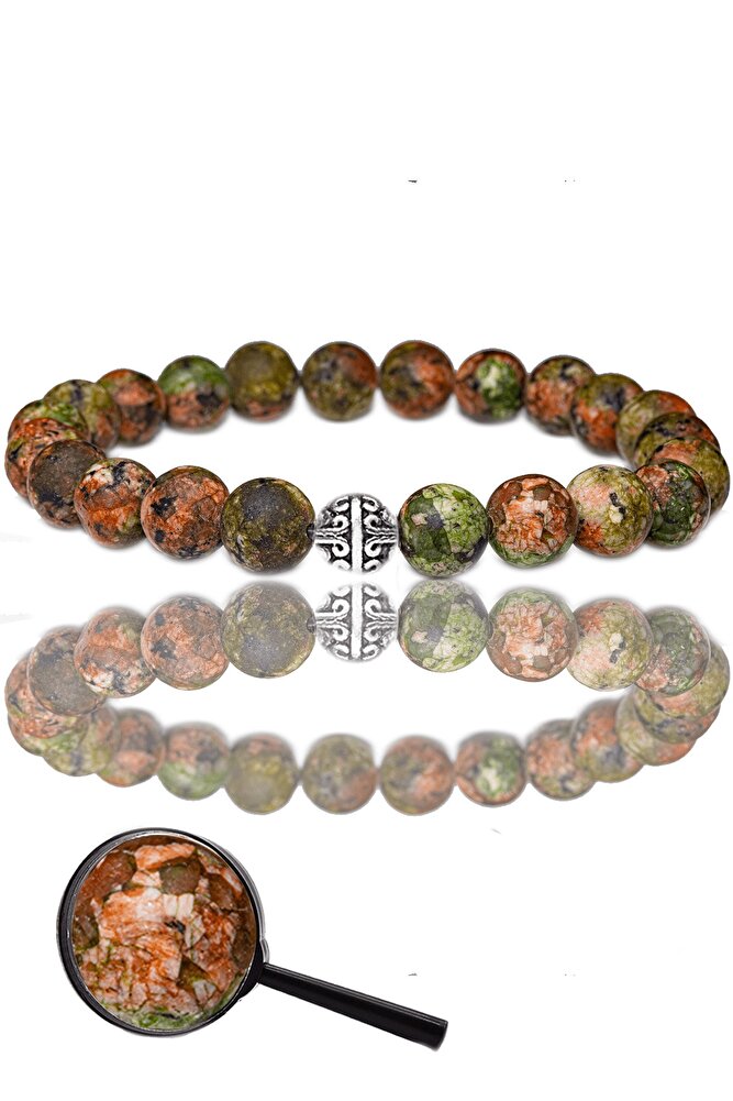 Sertifikalı Ham Işlenmemiş Aaa+ Unakit Taşı Bileklik - Gümüş Aparatlı