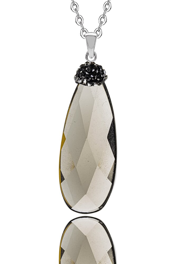 Sertifikalı A Kalite Fasetli Doğal Dumanlı Kuvars Taşı Kolye