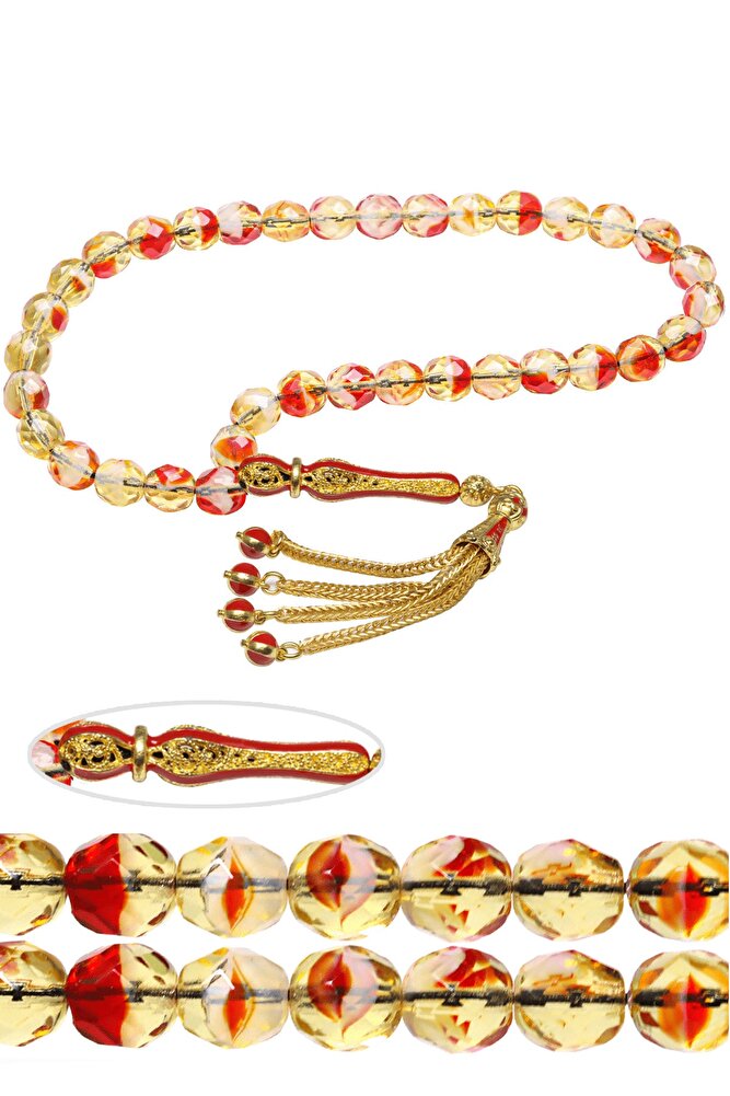 Sertifikalı Gerçek Telkari Püskül Doğal Kırmızı Kuvars Taşı Tesbih