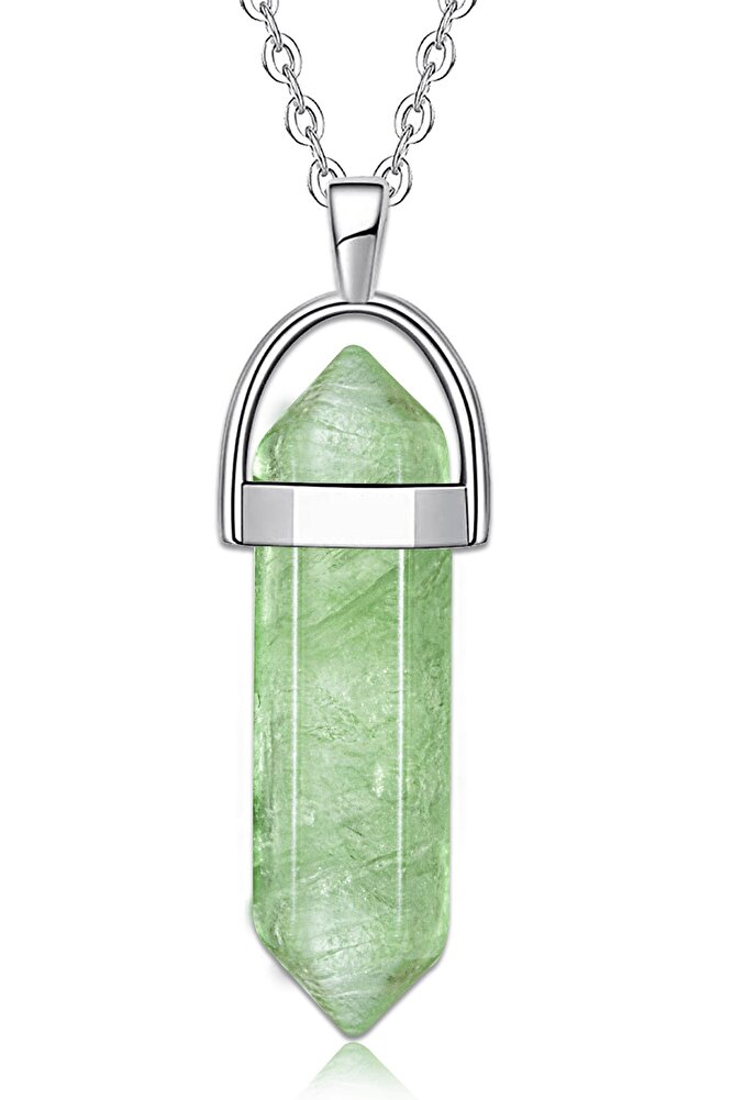 Sertifikalı Çivi Model Yeşil Florit Taşı Kolye