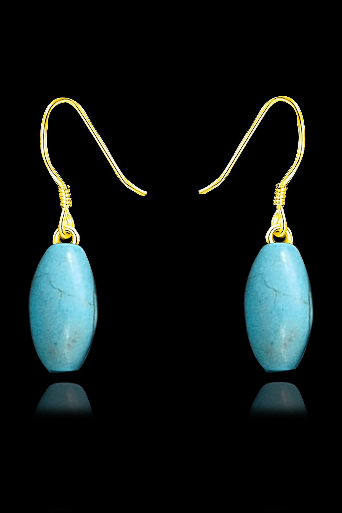 Sertifikalı Gold Arpa Kesim Firuze Taşı Küpe (Turkuaz Taşı)