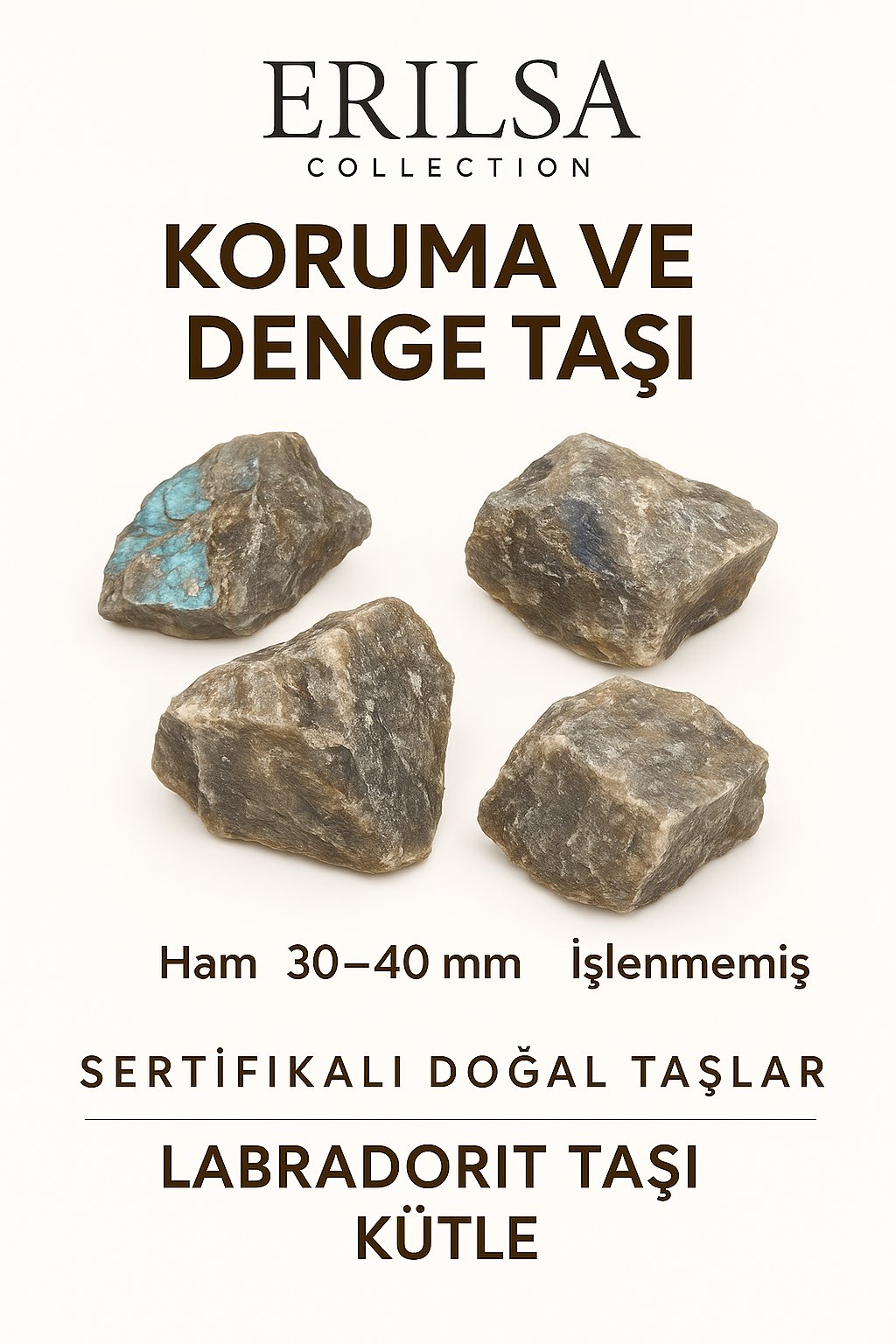 Sertifikalı Ham İşlenmemiş Labradorit Taşı Kütle – El Taşı Spiritüel Koruma Işık Yükseltici Enerji