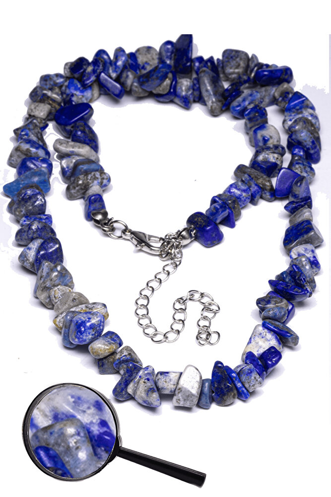 Sertifikalı Kırık Taşlı Aaa+ Lapis Lazuli Taşı Doğal Taş Kolye