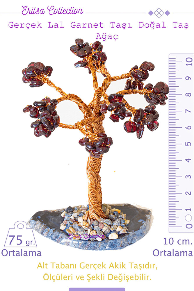 Sertifikalı Gerçek Lal - Garnet - Granat Doğal Taşı Ağaç - Akik Plakalı