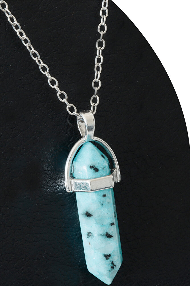 Sertifikalı Çivi Model Mavi Kuvars Taşı Kolye