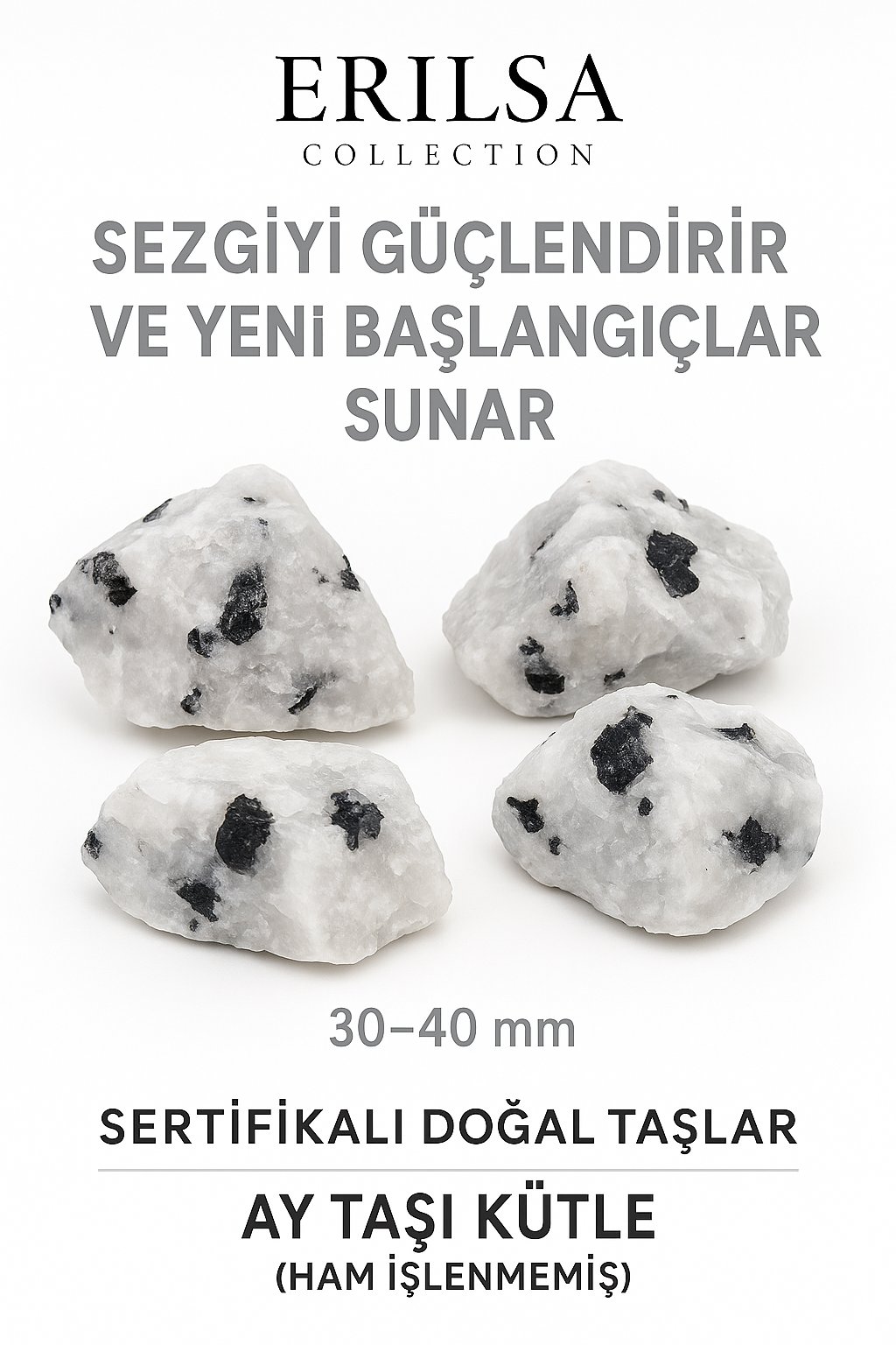 Sertifikalı Ham İşlenmemiş Ay Taşı Kütle – El Taşı | Duygusal Şifa ve Dişil Enerji Kaynağı