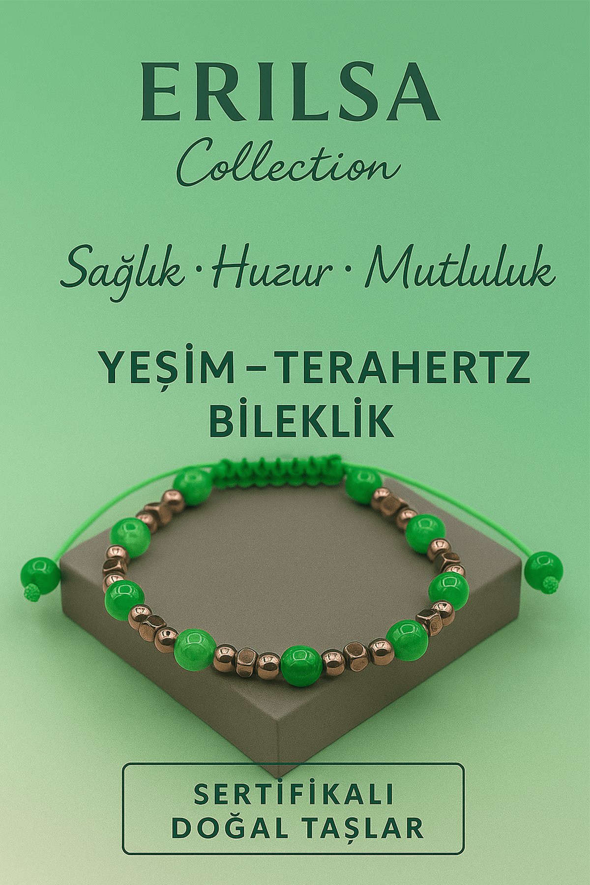 Sertifikalı Terahertz Yeşim Taşı Bileklik – Sağlık, Huzur ve Mutluluk Veren Doğal Taş