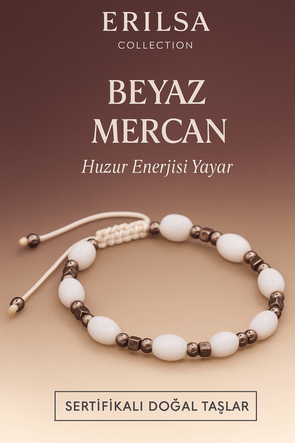 Sertifikalı Beyaz Mercan Taşı Bileklik – Saflık ve Huzur Enerjisi Yayan Doğal Taş