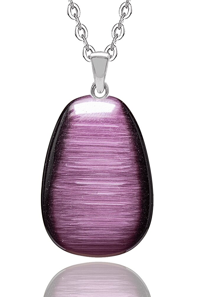 Sertifikalı Doğal Mor Akik Taşı Kolye
