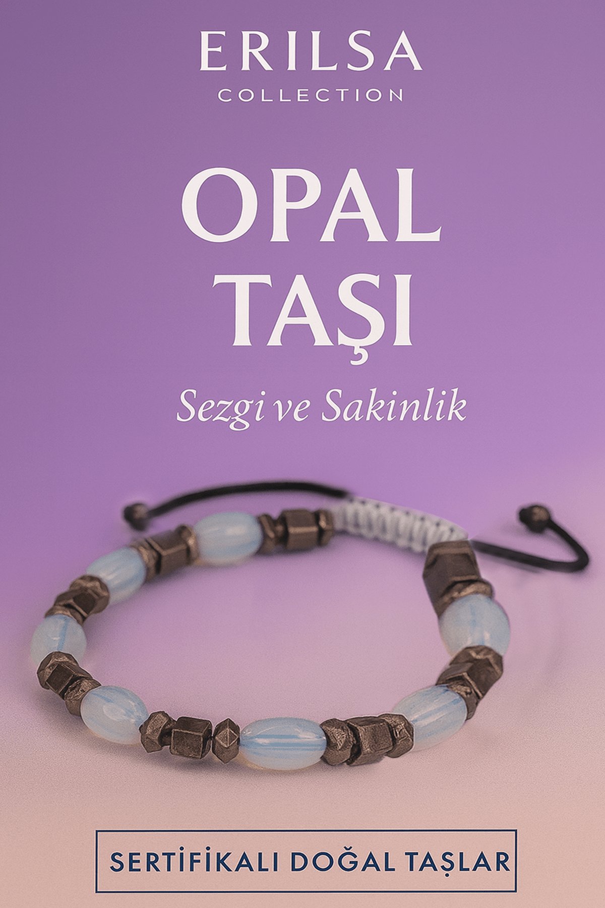 Sertifikalı Doğal Opal Taşı Bileklik - Sezgi Gücü ve İçsel Sakinlik Veren Şık Takı