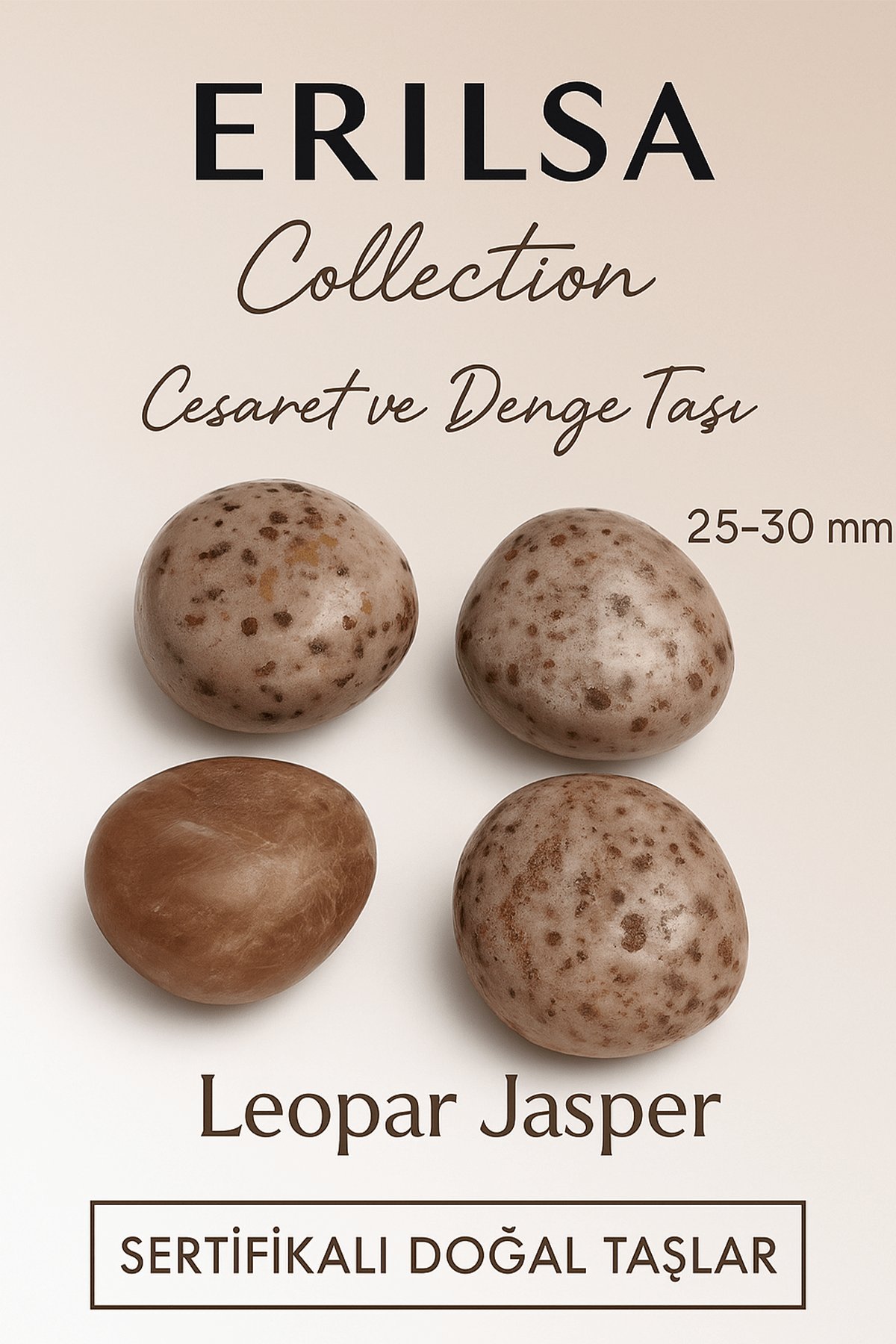 Sertifikalı Leopar Jasper Taşı Kütle 25–30 mm Cesaret Güç ve Denge Enerjisi Taşı