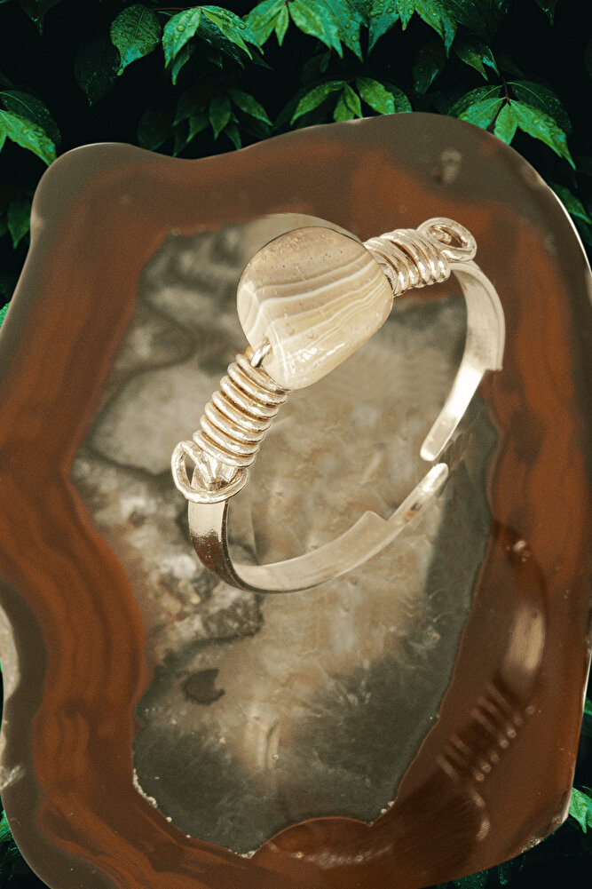 Sertifikalı Kırık Taşlı İnce Model Gri Akik Taşı Yüzük - Ayarlamalı