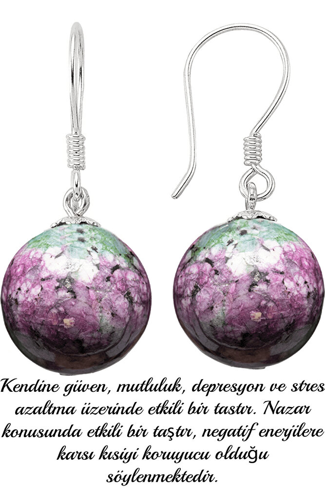 Sertifikalı Elmas Kesim Ruby Yakutlu Zoisit Anyolit Taşı Doğal Taş Küpe