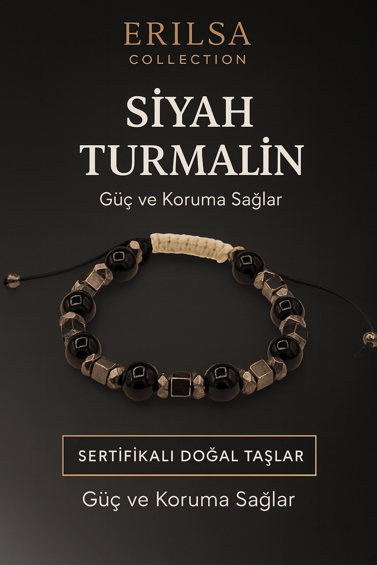 Sertifikalı Doğal Siyah Turmalin Bileklik – Güç, Koruma ve Negatif Enerjiyi Uzaklaştırma