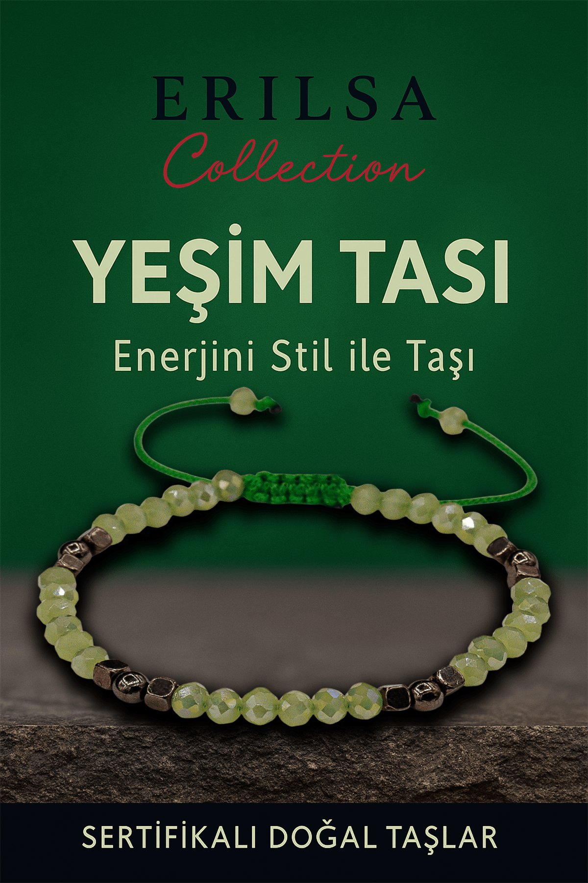 Sertifikalı Fasetli Terahertz Açık Yeşim Doğal Taş Bileklik İnce Model – Şık Tasarım