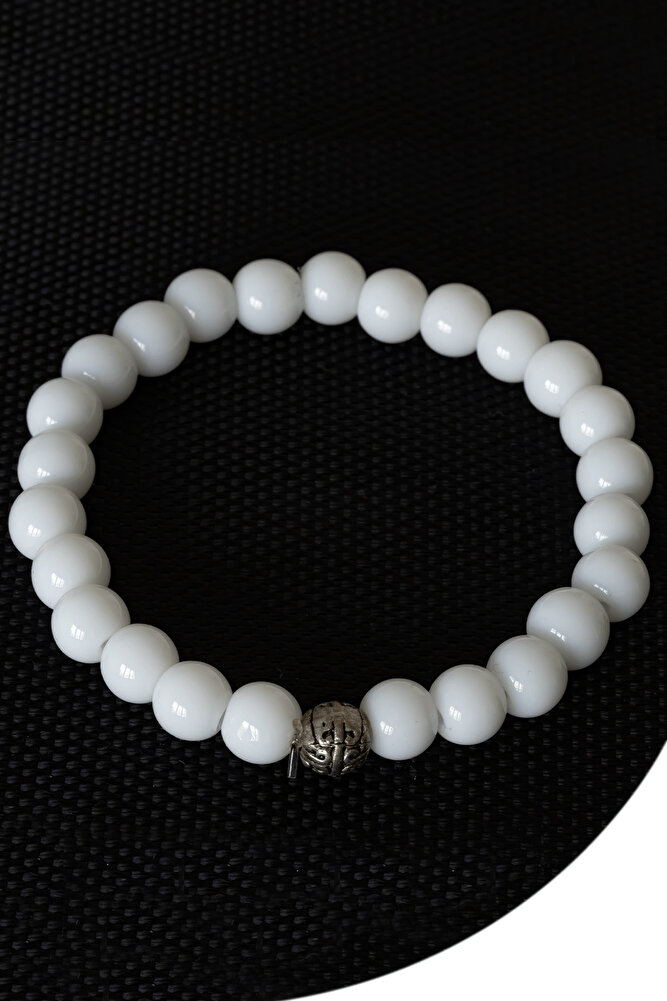 Sertifikalı Boyasız Beyaz Mercan Taşı Bileklik (Gümüş Aparatlı)