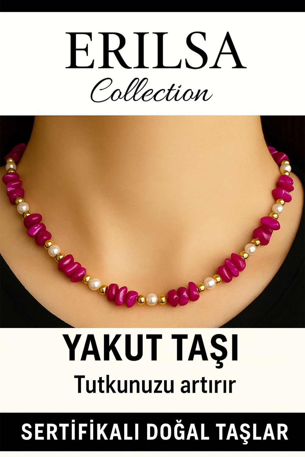 Sertifikalı Kırık Taşlı Model Yakut Taşı Kolye – Sevgi ve Şefkat Enerjisi