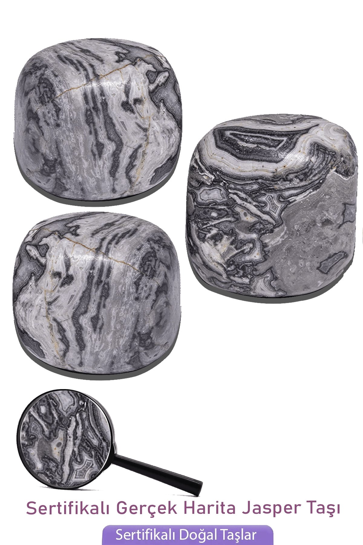 Sertifikalı Gerçek Desenli Harita Jasper Taşı Kütle