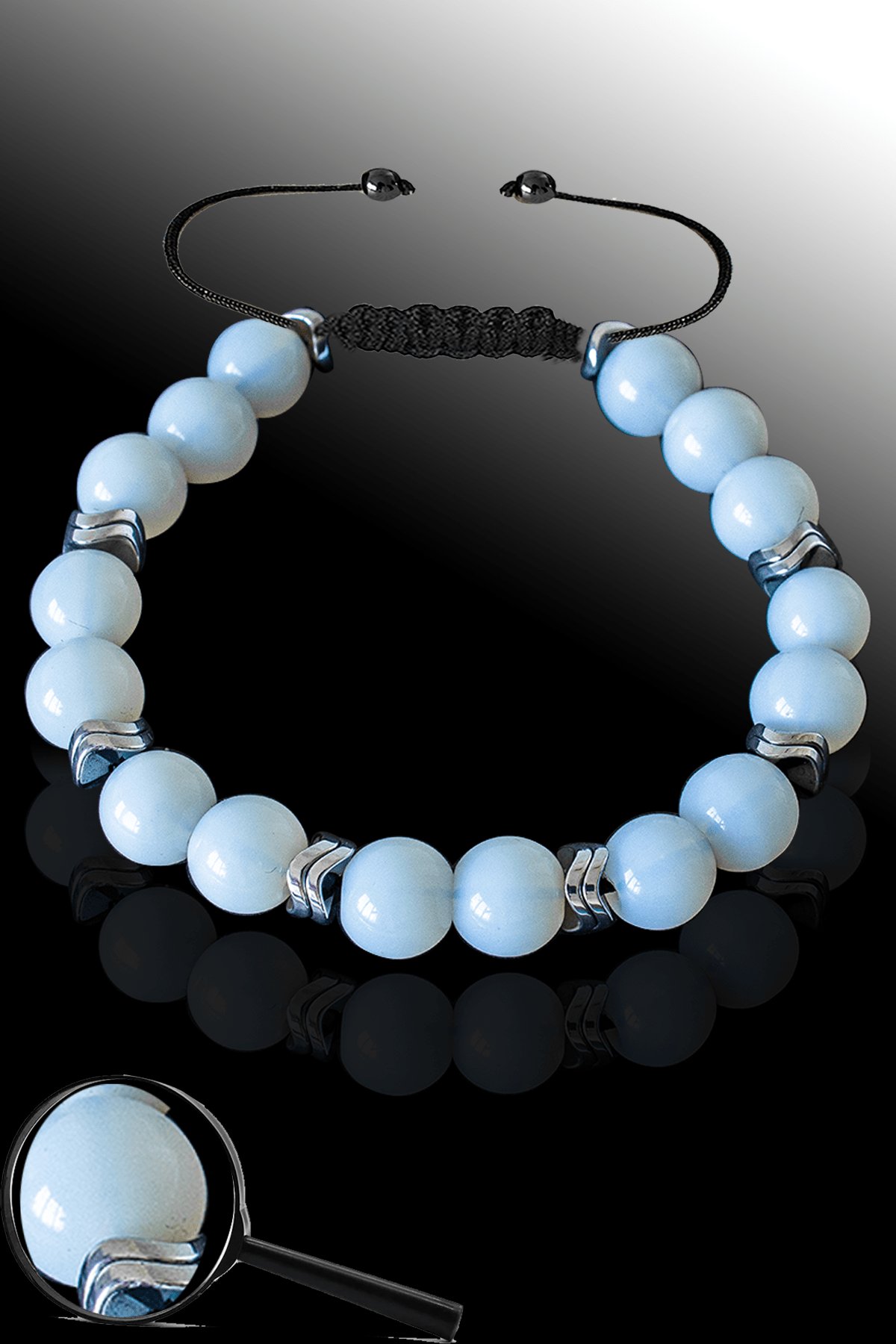 Sertifikalı Silver Hematitli Opal Taşı Bileklik - Ayarlamalı