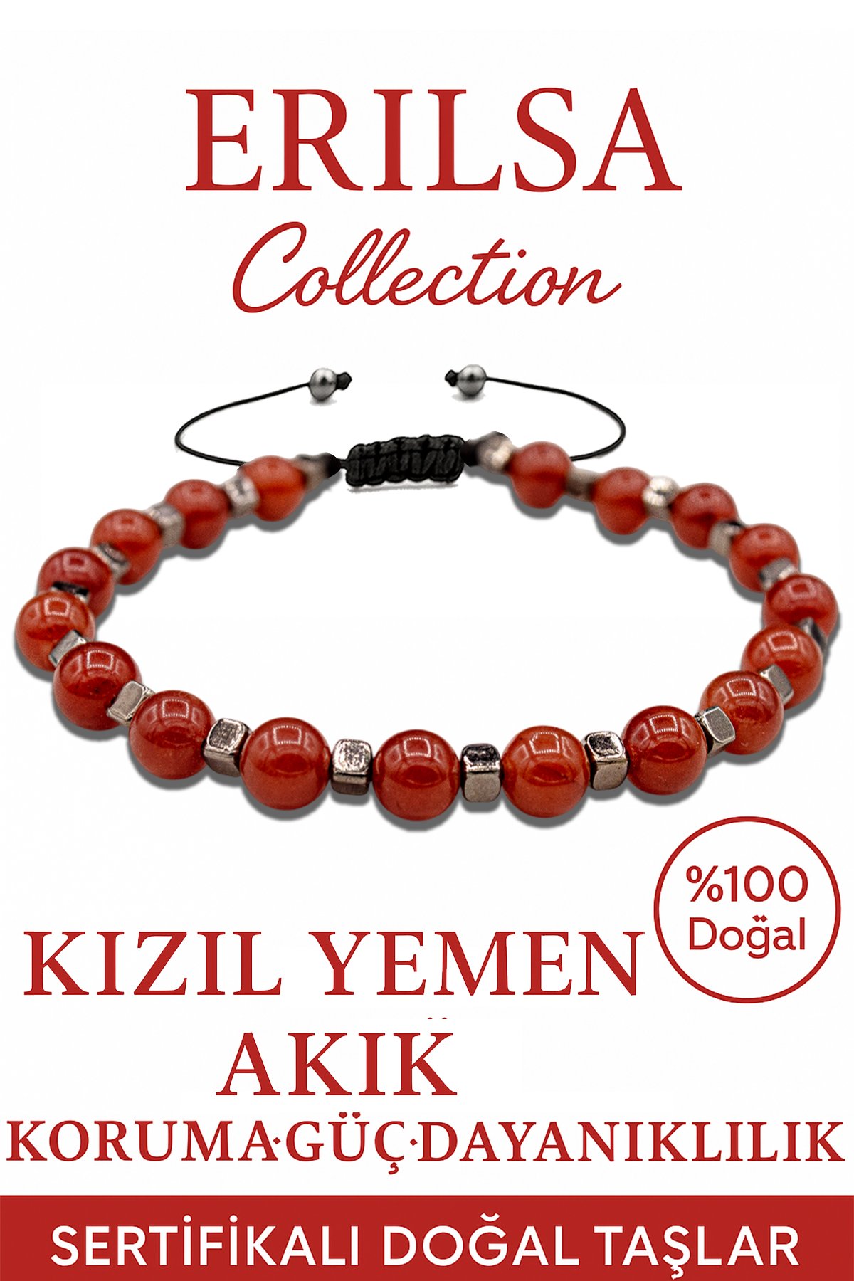 Sertifikalı Terahertz ve Kızıl Yemen Akik Bileklik – Koruma ve Topraklamayı Güçlendirin