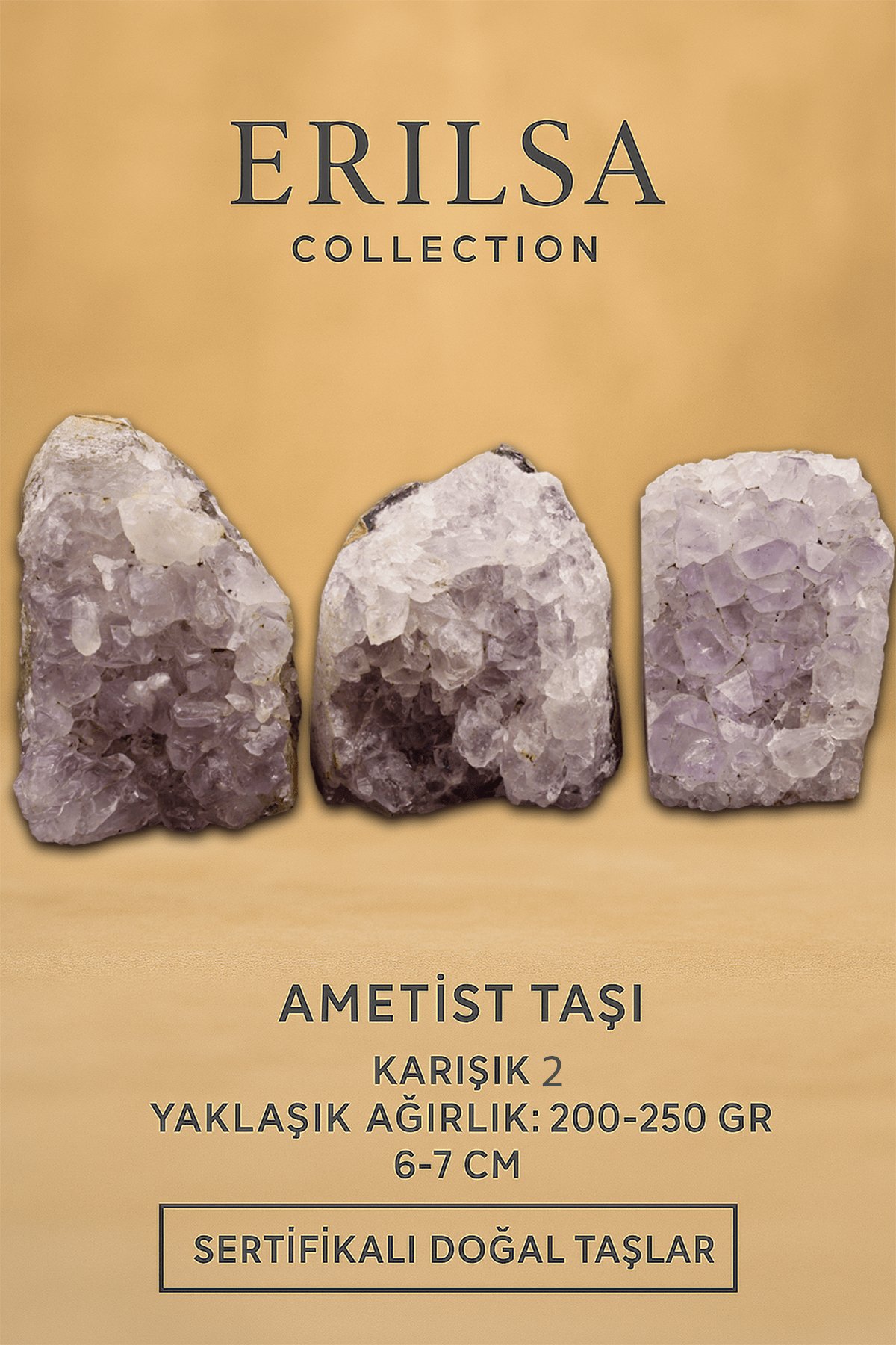 Sertifikalı Ametist Taşı Kütlesi 200-250 Gr – Doğal Ham Kristal Şifa Taşı Stresi Azalt Huzur Ver