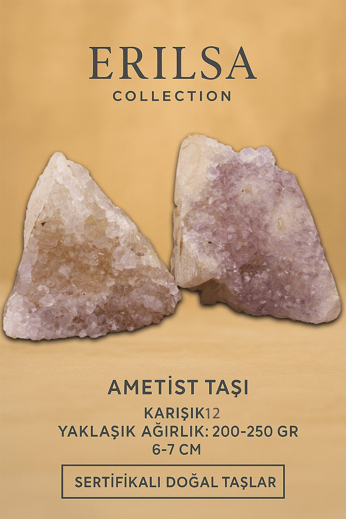 Sertifikalı Ametist Taşı Kütlesi 200-250 Gr – Doğal Ham Kristal Şifa Taşı Stresi Azalt Huzur Ver