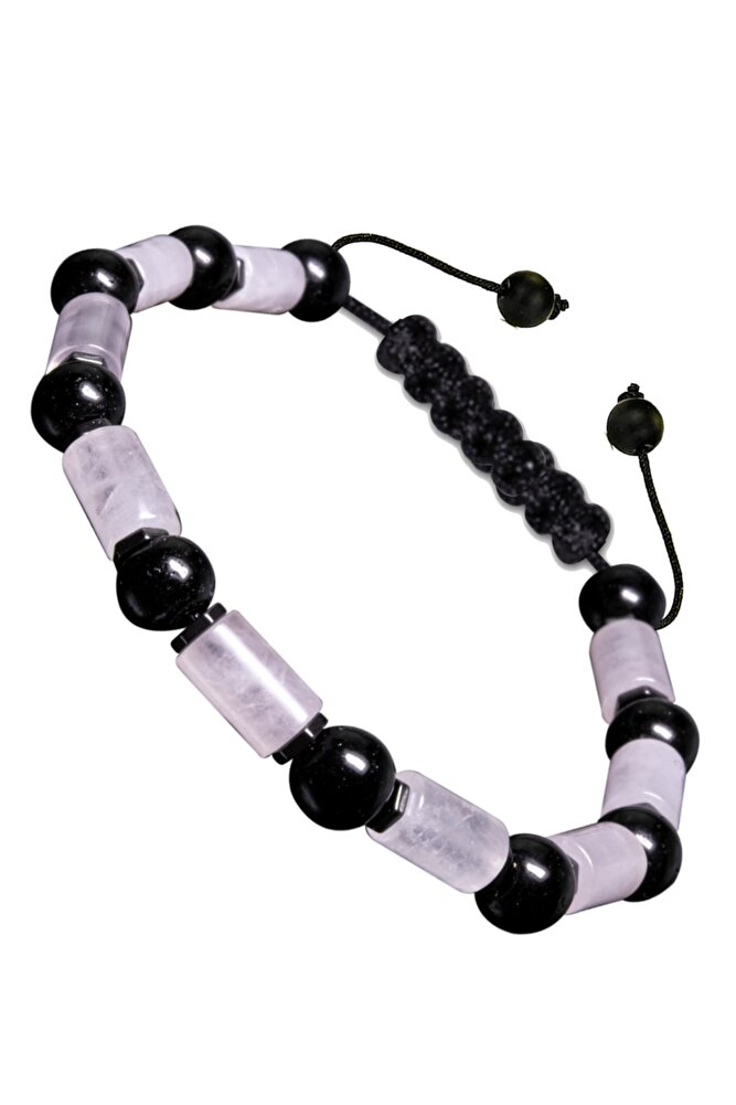 Sertifikalı Yüksek Kalite Doğal Pembe Kuvars Hematit Oniks Taşı Bileklik