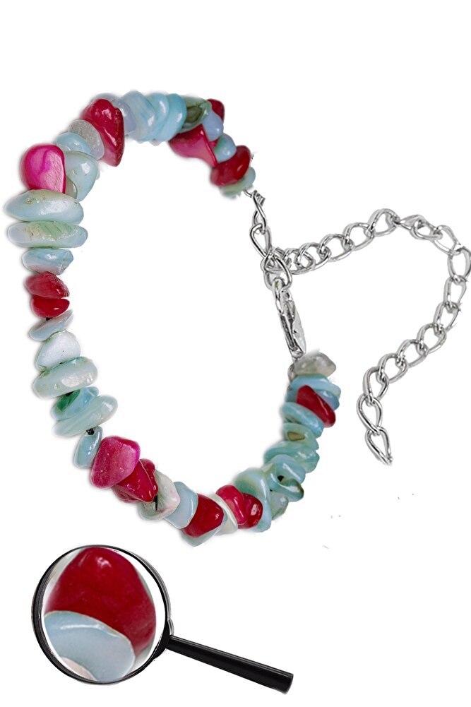 Sertifikalı Mercan - Mavi Sedef Kırık Doğal Taşlı Bileklik 1.kalite (ABD)