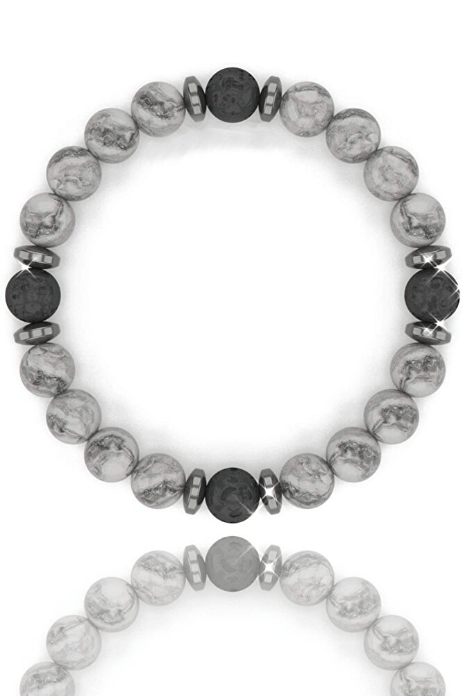 Aşk Nazar Huzur Doğal Taş Bileklik (zebra Jasper Lav Taşı)