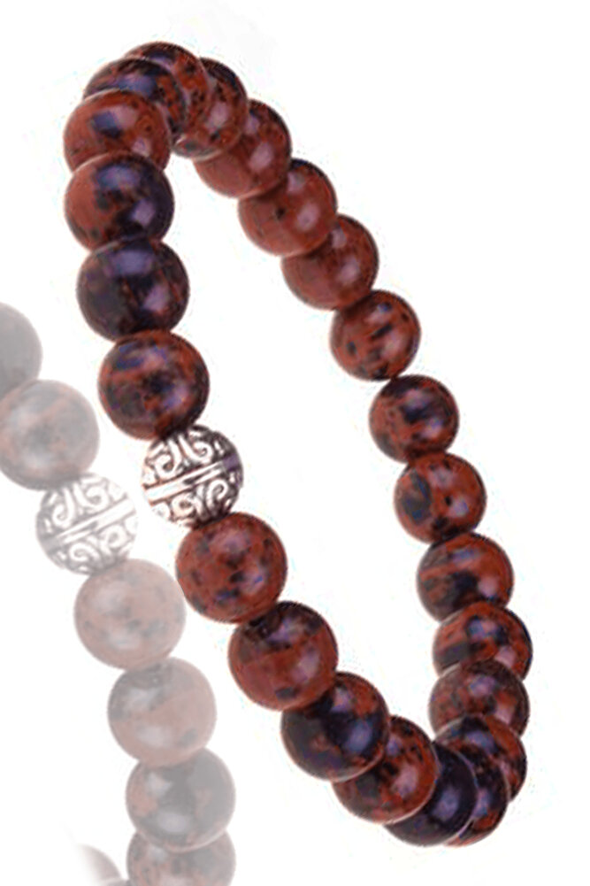 Sertifikalı Kırmızı Obsidyen Taşı Bileklik (Gümüş Aparatlı)