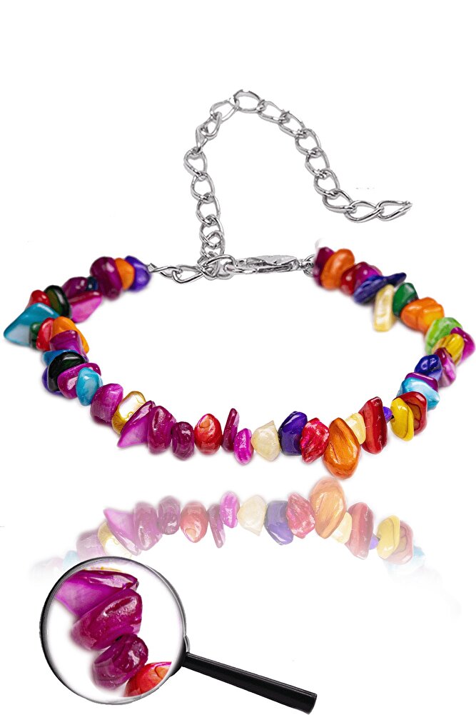 Sertifikalı Renkli Sedef Kırık Doğal Taşlı Bileklik 1.kalite (ABD)