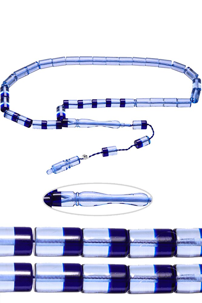 Sertifikalı Açık Mavi Ateş Kehribar Tesbih